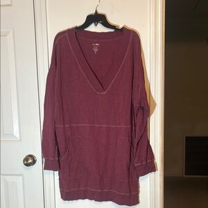 NATURAL LIFE Red Oversized Long Sleeve Tunic